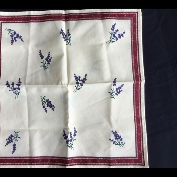 4 soft yellow and red border napkin serviettes lavender flowers - Picture 5 of 7